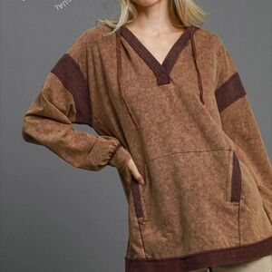 Umgee Two-Tone Brown Hoodie